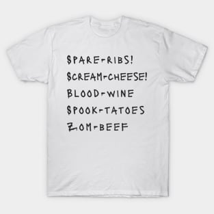 Halloween Spooky Foodie Menu T-Shirt